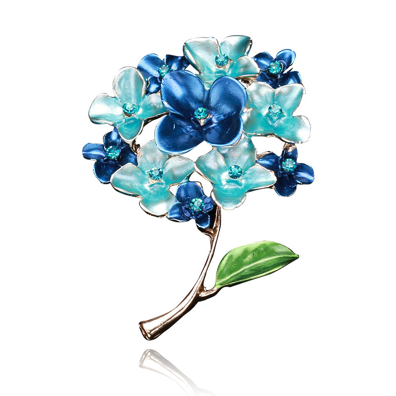 MayTree Brosche "Hortensienblüte", blau mit Strass