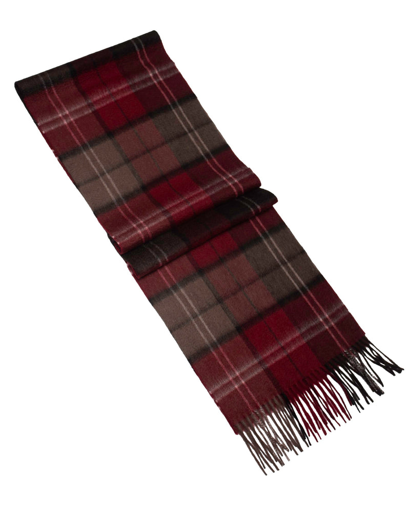 Schal 100% Kaschmir, 180 x 30, gewebt,  gewebt kariert Tartan Rot Braun