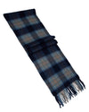 Schal 100% Kaschmir, 180 x 30, gewebt,  feinkariert Tartan blau grau