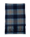 Schal 100% Kaschmir, 180 x 30, gewebt,  feinkariert Tartan blau grau