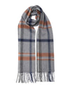 Schal 100% Kaschmir, 180 x 30, gewebt, gewebt Tartan grau weiss blau