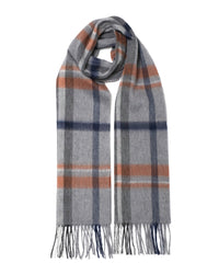 Schal 100% Kaschmir, 180 x 30, gewebt, gewebt Tartan grau weiss blau