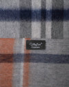 Schal 100% Kaschmir, 180 x 30, gewebt, gewebt Tartan grau weiss blau