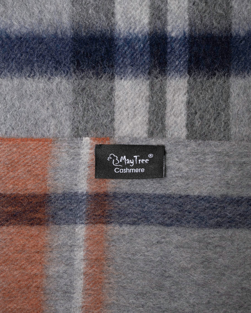 Schal 100% Kaschmir, 180 x 30, gewebt, gewebt Tartan grau weiss blau