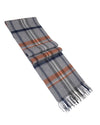 Schal 100% Kaschmir, 180 x 30, gewebt, gewebt Tartan grau weiss blau