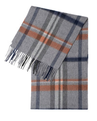 Schal 100% Kaschmir, 180 x 30, gewebt, gewebt Tartan grau weiss blau