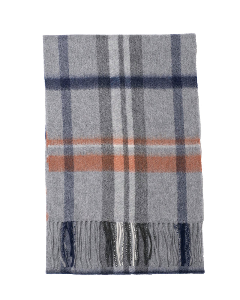 Schal 100% Kaschmir, 180 x 30, gewebt, gewebt Tartan grau weiss blau