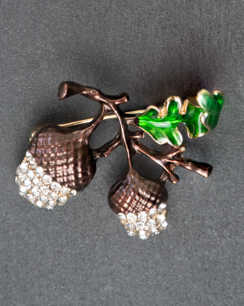 MayTree Brosche "zwei Eicheln" mit Strass