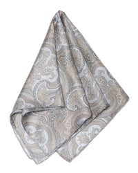 Seidentuch handrolliertes Herrenseidentuch aus Twill-Seide,  53x53 Paisley beige