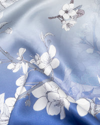 Silk scarf almond blossom 55 x 175 cm, blue all year round