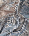 Seidentuch quadratisch Paisley 53x53 hellblau taupe