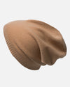 Beanie-Mütze aus 100% Kaschmir mit Rand Beige